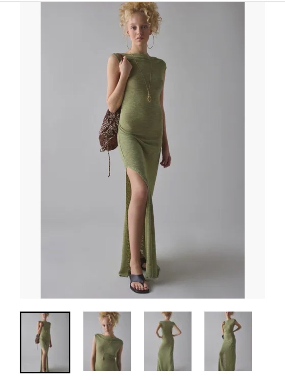 Sleeveless Olive Maxi Dress with Side Slit